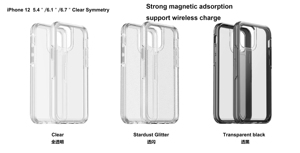 Étuis et housses magnétiques transparents à paillettes symétriques avec logo original pour iPhone 15 16 17 Pro Max - Product Image 4