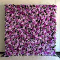 EG-M85 5D Mur de fleurs artificielles 8ft x 8ft pour décoration de mariage, en tissu enroulable, avec roses artificielles violettes, toile de fond