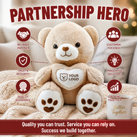 Ours en peluche personnalisé « Happy Every Day », animal en peluche brodé en forme de cœur, jouet doux pour cadeau d'anniversaire, vente en gros OEM ODM en vrac