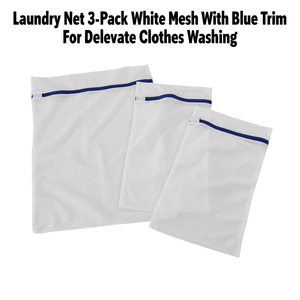 Laundry <b>Net</b> 3-Pack White <b>Mesh</b> With Blue Trim For Delicate Clothes Washing - Product Image 2