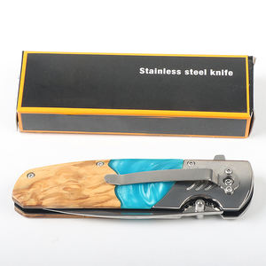 سكين تكتيكي EDC بمقبض خشبي أحدث سكين قابل للطي للتخييم في الهواء الطلق وصيد الأسماك محمول مطوي 440c سكين جيب فولاذية OEM - Product Image 6