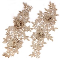 Accessoires textiles pour vêtements, patch brodé floral 3D soluble dans l'eau, applique en dentelle DIY