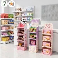 Étagère promotionnelle pour snacks de supermarché, présentoir en carton ondulé personnalisé pour chocolat, biscuits, chips