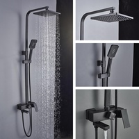 Azeta système de colonne de douche carré exposé mural pluie noir salle de bain douche complète bain douche ensemble