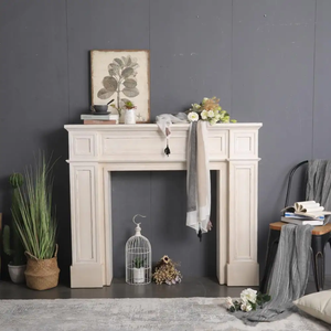 Chimenea <span class=keywords><strong>de</strong></span> madera blanca independiente INNOVA, diseño clásico moderno para el hogar, sala <span class=keywords><strong>de</strong></span> estar, estilo francés rústico decorativo - Product Image 2