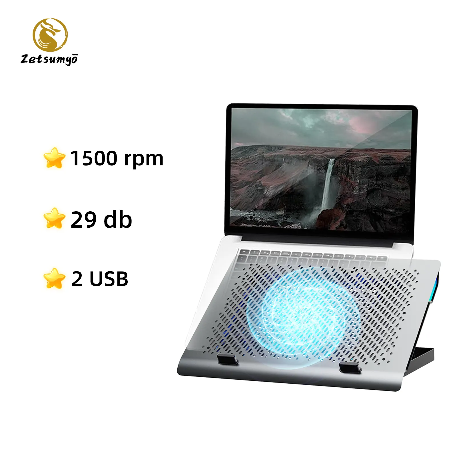 Suporte do estilo simples duplo ventilador rgb laptop, almofada de resfriamento silencioso e sem ruído