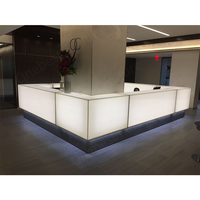 Comptoir de réception LED en forme de L de petite taille pour salon de manucure, design moderne, idéal pour les salons professionnels