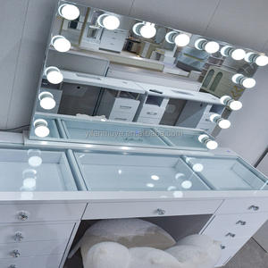 <span class=keywords><strong>Tocador</strong></span> con <span class=keywords><strong>espejo</strong></span> y luces <span class=keywords><strong>Tocador</strong></span> con cajones grandes 3 modos de iluminación Brillo ajustable para dormitorio - Product Image 2