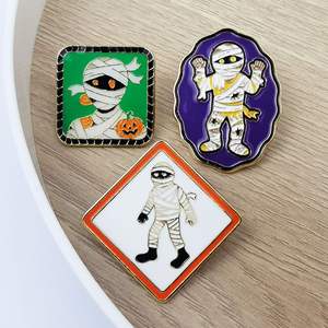 Broche Mignonne de Dessin Animé Momie <span class=keywords><strong>Zombie</strong></span>, Design Unique, Accessoire d'Halloween, Badge de Vêtement en Alliage Émaillé - Product Image 3
