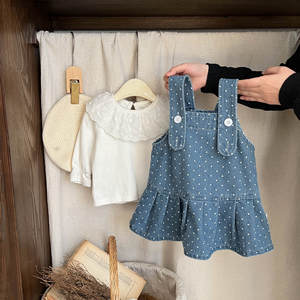 OEM ODM Abiti Estivi per Neonati 0-3 Anni, Vestiti in Denim per Bambine, Abbigliamento con Bretelle per Bimbe - Product Image 5