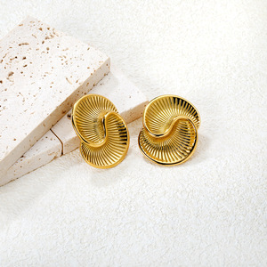 Fashion <b>Stud</b> <b>Earrings</b> 18k Gold Plated Geometric Oval Shape Stainless Steel For Women - Product Image 4