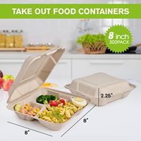 Premium Lekvrij Herbruikbaar Bpa Gratis Voedselopslagcontainer 8 "3 Compt Vierkante Doos Voor Maaltijdbereidingslunch