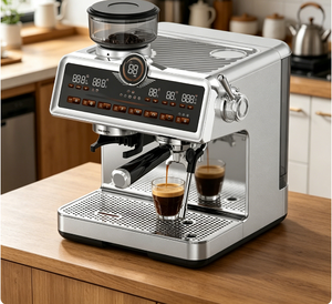 <span class=keywords><strong>Machine</strong></span> à café expresso HY avec réservoir d'eau numérique, cafetière multifonctionnelle, double chaudière personnalisée avec moulin intégré - Product Image 3