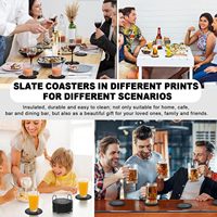 Sous-verres en ardoise noire classiques écologiques en gros, avec support anti-rayures, gravure laser personnalisable pour bar