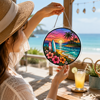 Pendentif en verre acrylique personnalisable avec chaînes d'anime exquises, photos imprimées UV, animaux de compagnie, paysages, décoration en cristal plastique