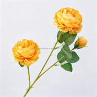 Bunga Ranunculus Sutra Putih Buatan Tangan Realistis 3 Kepala Harga Terjangkau L-113, Bunga Peony Artifisial untuk Dekorasi Pernikahan dan Lorong Pengantin