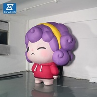Modèle de dessin animé de fille aux cheveux bouclés gonflable, adapté aux activités de plein air, aux centres commerciaux, à la décoration de scène, aux accessoires de cheering pour les fans