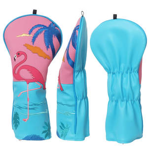Fundas para Palos de Golf de la Serie Flamingo, Accesorios de Golf Bordados, Funda de Cuero PU Personalizada con Flores - Product Image 3
