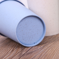 Gobelet à café réutilisable en paille de blé écologique avec couvercle anti-fuite - 350 ml, tasse de voyage portable pour la maison, le bureau et la voiture