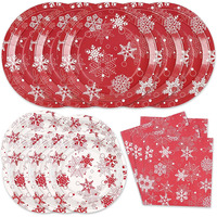 Ensemble d'assiettes et de serviettes en papier jetables pour Noël, vaisselle écologique, décorations de table pour les fournitures de fête de Noël