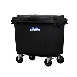 Conteneur à déchets en plastique HDPE noir de qualité supérieure 660L |   Poubelle extérieure robuste – Vente directe du fabricant turc - Product Image 1