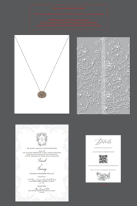 Suite <span class=keywords><strong>d</strong></span>'invitations de mariage de luxe gaufrées à motifs floraux avec enveloppe en vélin, sceau de cire, impression typographique artisanale, cartes <span class=keywords><strong>d</strong></span>'<span class=keywords><strong>invitation</strong></span> élégantes et intemporelles - Product Image 4
