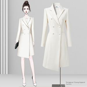 Женский деловой костюм-платье из велюра с эффектом анти-гламурного блеска, для работы, собеседований, официальных мероприятий, выступлений и ведения мероприятий - Product Image 1