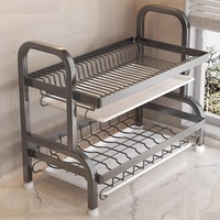 Support d'égouttage de vaisselle de cuisine multifonctionnel en métal durable, sans installation, design étanche, style moderne pour le rangement des bols à vaisselle