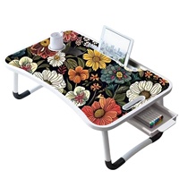 Table pliante simple pour ordinateur portable, table de lit avec fente pour cartes et porte-gobelet, bureau paresseux pour étudiants, dortoir, maison, bureau
