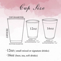 Gobelets personnalisés pour faveurs de mariage 9oz 12oz 16oz en plastique PP sablé pour événements