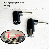 Adaptateur d'angle TS 3 broches XLR femelle vers mâle 1/4 "Adaptateur audio professionnel droit à 90 degrés Adaptateur audio XLR filaire vers audio sans fil