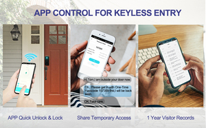 Bluelock <b>Smart</b> Deadbolt Mortise Door <b>Lock</b> Fingerprint Card Key App Unlock TTlock App/Wi-Fi/ Enabled for Wood Door Steel/Aluminum - Product Image 3