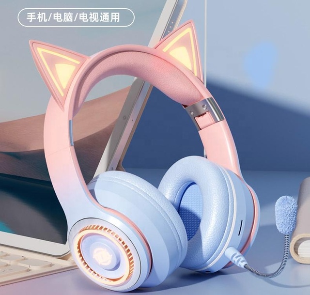 Professional Children's Wireless Bluetooth Headset With Record Function Cute Cat Headphone