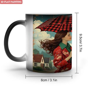 Mug d'entreprise pour clients professionnels, 11 oz, en céramique noire givrée, sensible à la chaleur, tasse cadeau vierge - Product Image 1
