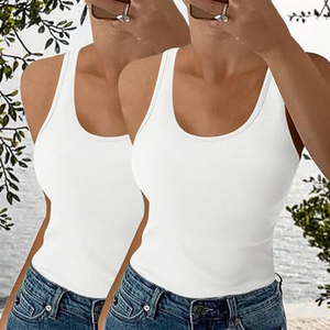 Débardeur court gris chiné pour femme 100 % coton anti-boulochage style sportif pour yoga, gym, pilates – Taille 6XL disponible - Product Image 3