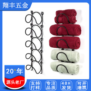 Towel Rack Wall Mounted No Drill Black Iron 5 Layer Multi Functional For <b>Bathroom</b> Towels And <b>Accessories</b> - Product Image 5