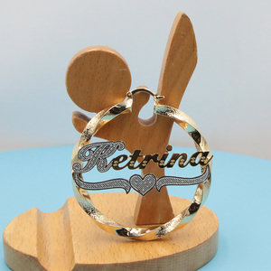 <span class=keywords><strong>Orecchini</strong></span> a Cerchio Personalizzati per <span class=keywords><strong>Bambini</strong></span> in Acciaio Inox Amison con Nome Inciso Doppia Placcatura in Oro 18K - Product Image 2