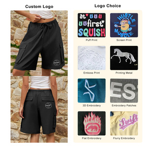 Casual Custom Logo Design Summer Stretch High Waist Loose Straight Leg <strong>Shorts</strong> Plus Size <strong>Lady</strong> Women's <strong>Cargo</strong> <strong>Shorts</strong> - Product Image 3