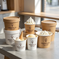 Gobelets jetables biodégradables en papier kraft rose personnalisables pour desserts et glaces à emporter, 4oz, 6oz, 8oz, 12oz, 16oz, avec logo personnalisé