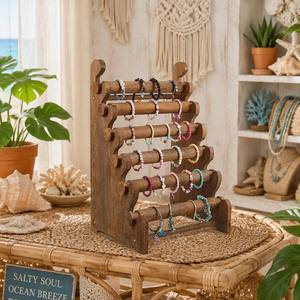 Expositor de Pulseras de Seis Niveles, Soporte de Madera para Brazaletes, Organizador de Joyas para Tienda, Hogar o Ferias Comerciales - Product Image 4