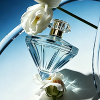 Nouveau design, magnifique flacon de parfum 70 ml, personnalisé, imprimé sur mesure, esthétique, flacons de parfum vides de luxe avec couvercle doré