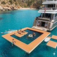 Plateforme flottante gonflable haut de gamme pour piscine de yacht avec revêtement en teck et EVA de luxe