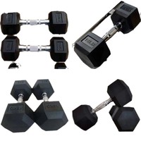 Haltères hexagonaux en fonte recouverts de caoutchouc, poids fixe, pour salle de sport à domicile et centre de remise en forme commercial