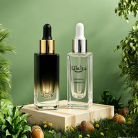 Flacon compte-gouttes carré en verre à nervures verticales transparentes, flacon en verre de luxe pour sérum et huile essentielle, emballage cosmétique, logo personnalisé
