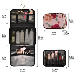 Hawaii Custom Puakenikeni <b>Lei</b> Vintage Rose Heart Printed Zipper Makeup Bag, Toiletry Bag, Brush Bag - Product Image 3