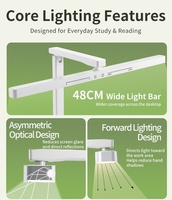 Lampe de lecture réglable à intensité variable de 48 cm avec CRI élevé Ra97, 3 températures de couleur, lampe de bureau LED pour salles d'étude