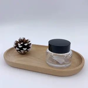 Высококачественная баночка для крема для лица, пустая упаковка, 30 г, прозрачная Янтарная стеклянная косая баночка с крышкой