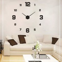 Jam Dinding Persegi Akrilik Plastik DIY Besar 60-120cm Gerakan Senyap Bertenaga Baterai Desain Art Deco Dekorasi Rumah