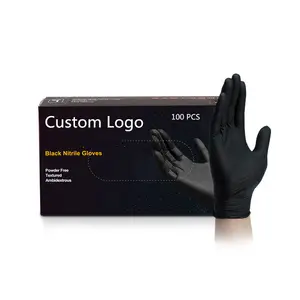 100 Pcs A Box Custom Box 5 Gram Heavy Thicken Black Nitrile Gloves Home Cleaning Beauty Salon Usage Work Nitrile Gloves