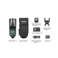 Flash Godox V1 Pro TTL HSS à tête ronde, temps de recyclage rapide, lampe de modélisation LED intégrée, compatible avec Sony et Canon